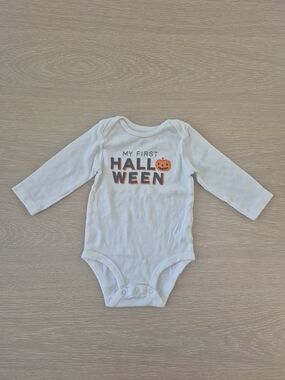Carter's White 'My First Halloween' Long-Sleeve Bodysuit with Orange Pumpkin